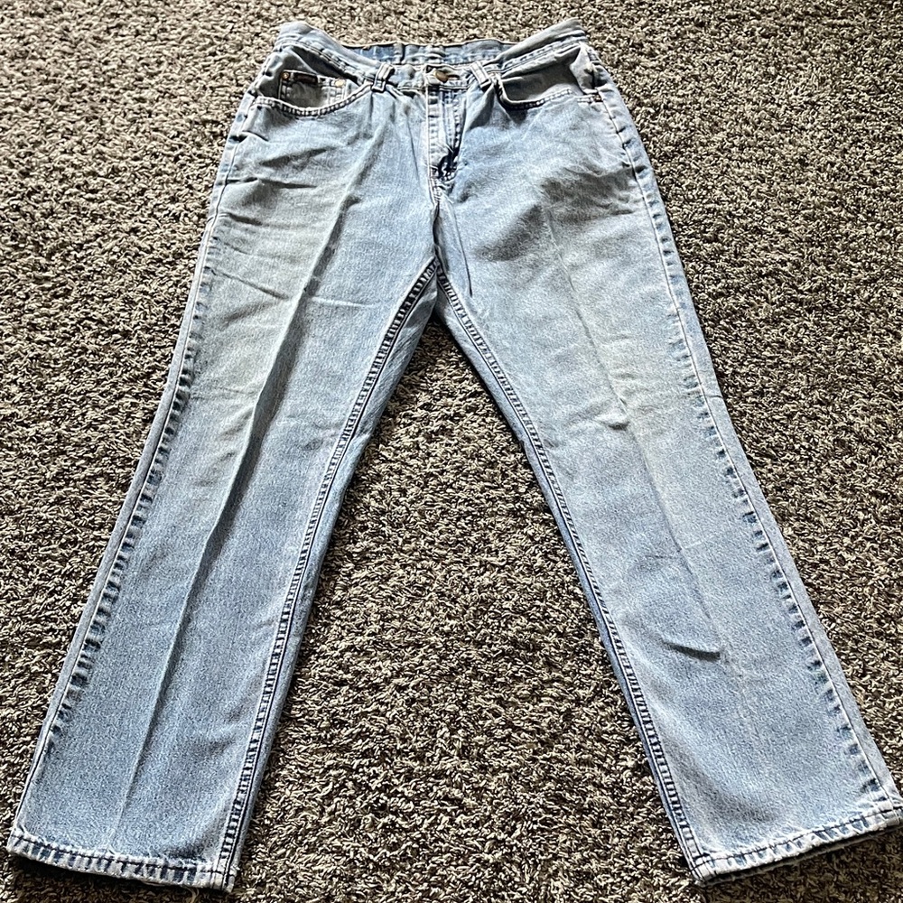 Vintage Women’s Riders By Lee Light Wash Blue Straight-Leg Jeans (30W30L)